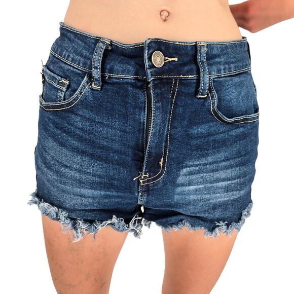 KanCan Jeans Womens Sz 27 Cutofff Blue Jean Denim Shorts Distressed Medium Wash - Picture 1 of 6